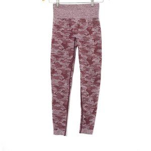 Gymshark Maroon Camo Leggings (Small)